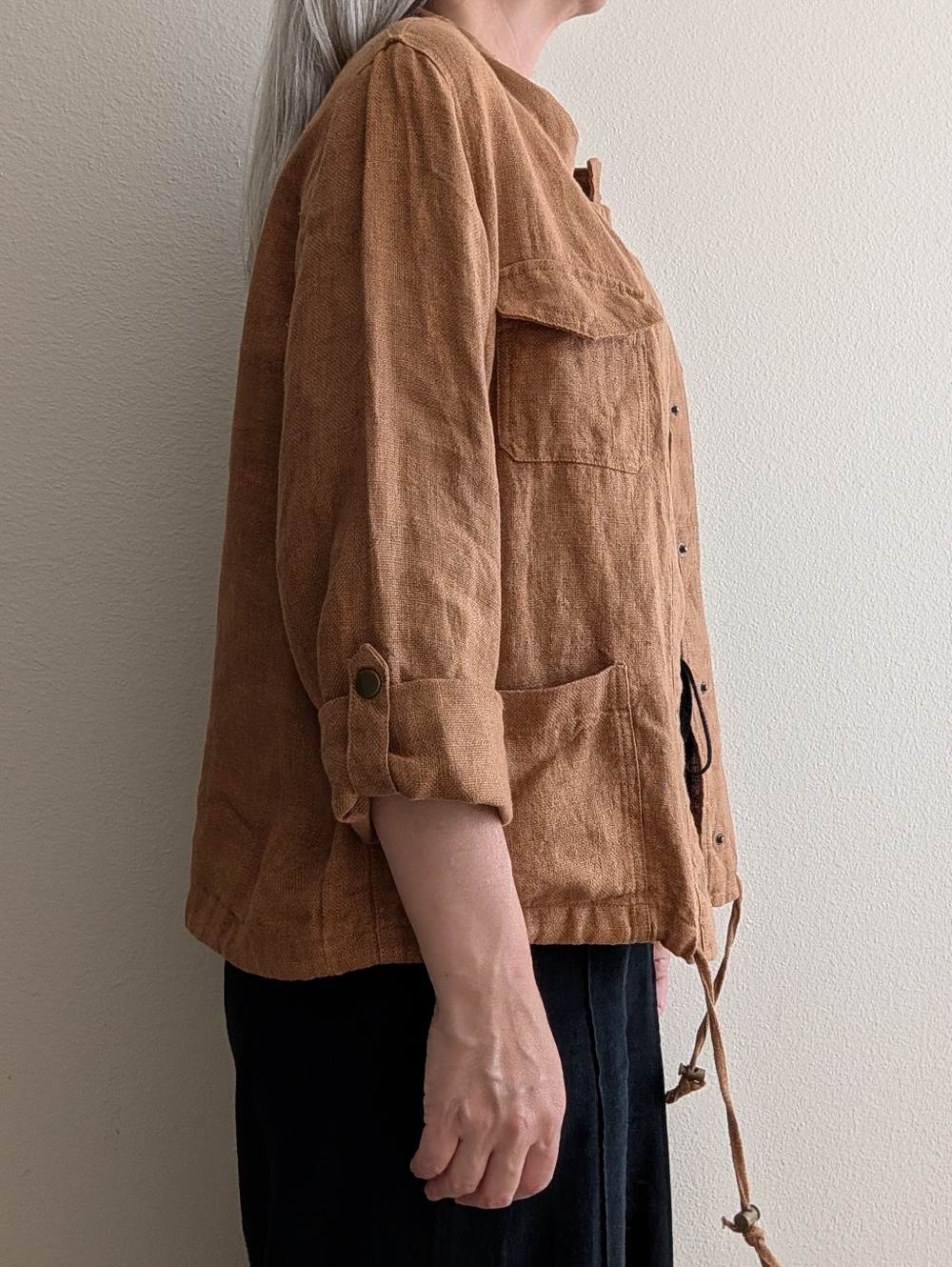 exc C & C CALIFORNIA rustic linen utility jacket M L - Picture 5 of 13